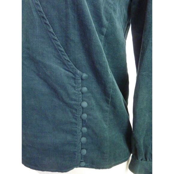 Madewell Corduroy Kinston Side-Button Wrap Top XXS Green Finewale Blouse - Picture 4 of 7